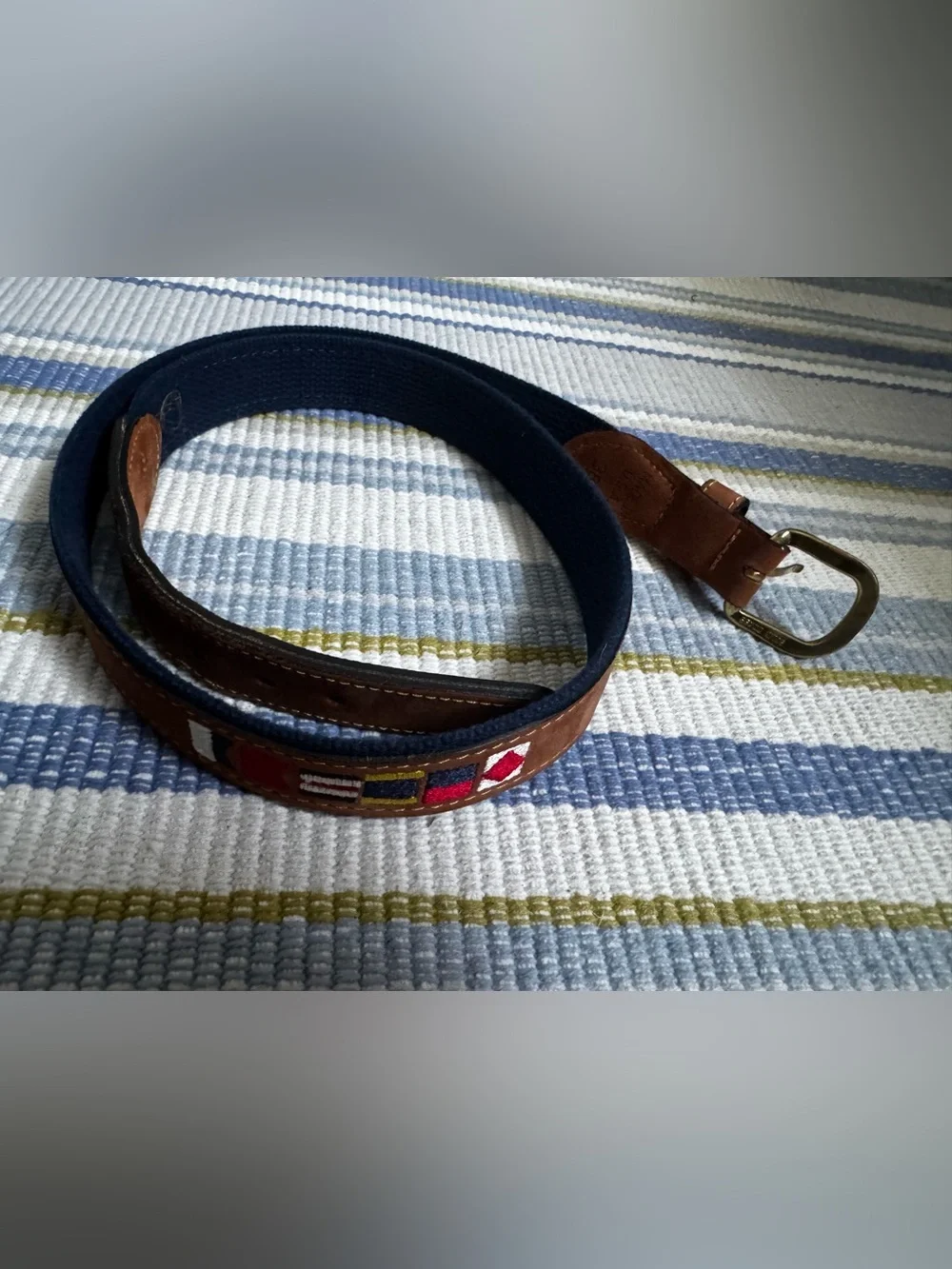 Zeppelin Sailing Symbol Brown Leather Mens Maritime Belt, size 38